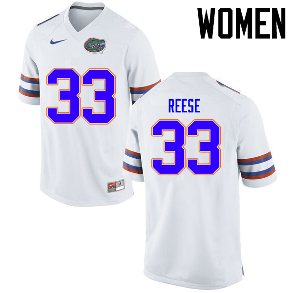 Women Florida Gators #33 David Reese College Football Jerseys Sale-White